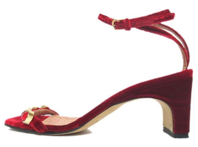 Autre Marque Sergio Rossi Bijou Samtsandaletten Rot - Ansicht 7