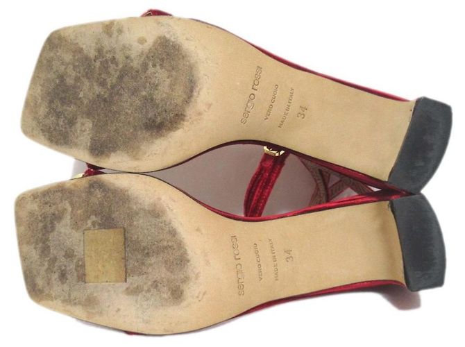 Autre Marque Sergio Rossi Bijou Samtsandaletten Rot - Ansicht 8