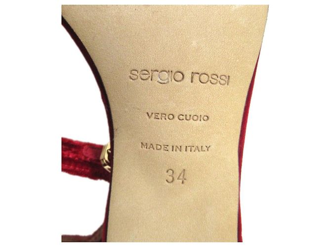Autre Marque Sergio Rossi Bijou Samtsandaletten Rot - Ansicht 9