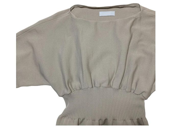 Autre Marque Vestido de punto festoneado CELFORD Beige - vista 3