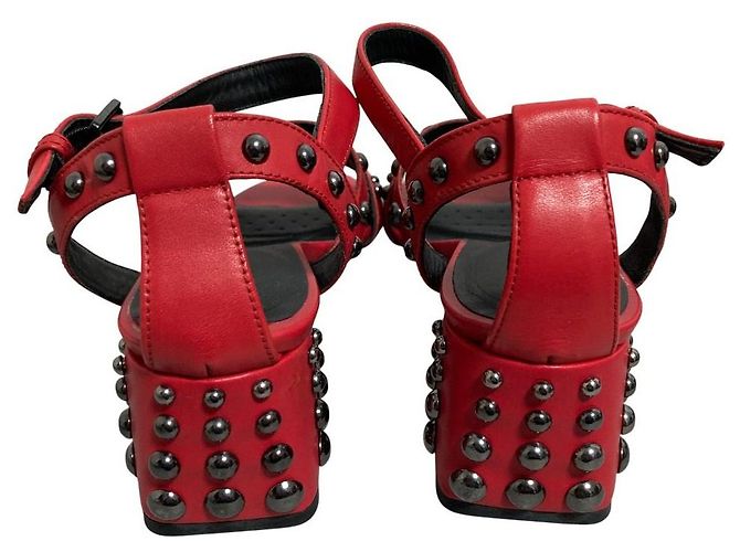 Autre Marque Sandales en cuir cloutées GEOX Rouge - vue 3