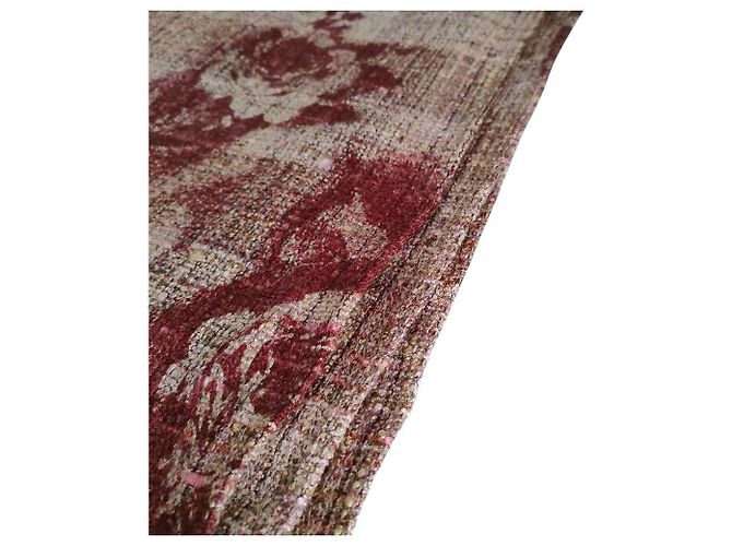 Autre Marque Stola INGEBORG in misto seta e tweed con ampie frange Rosa Porpora - vista 3