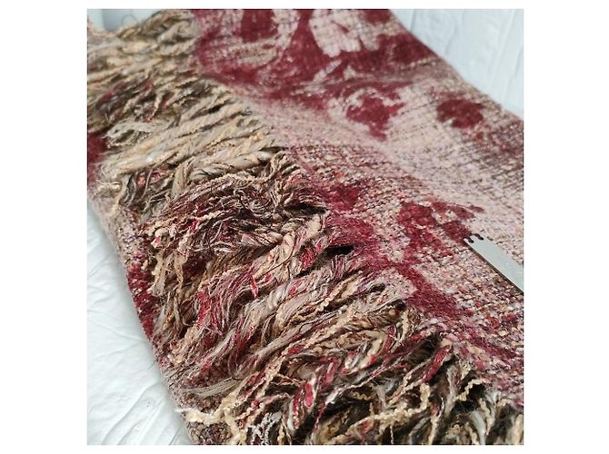 Autre Marque Stola INGEBORG in misto seta e tweed con ampie frange Rosa Porpora - vista 4