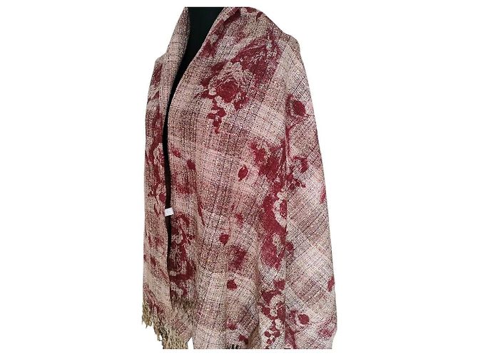 Autre Marque Stola INGEBORG in misto seta e tweed con ampie frange Rosa Porpora - vista 8
