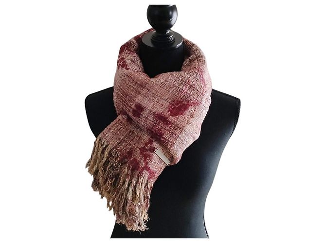 Autre Marque Stola INGEBORG in misto seta e tweed con ampie frange Rosa Porpora - vista 9