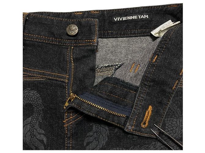 Autre Marque VIVIENNE TAM Denimrock mit Drachenprint Schwarz - Ansicht 3
