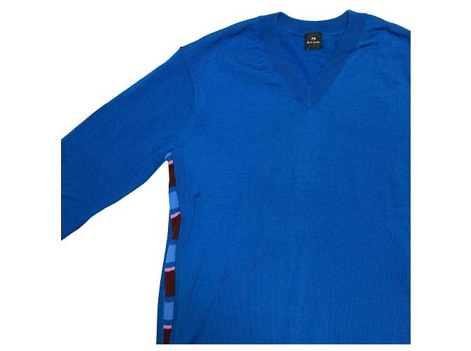 PS Paul Smith V-Ausschnitt Strickpullover Blau - Ansicht 3