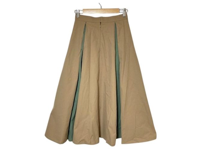 Autre Marque Falda larga de tablas en paneles Colaboración Banner Barrett maki kaneko Beige Verde - vista 2