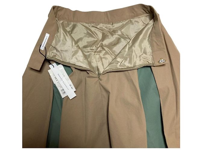 Autre Marque Falda larga de tablas en paneles Colaboración Banner Barrett maki kaneko Beige Verde - vista 3