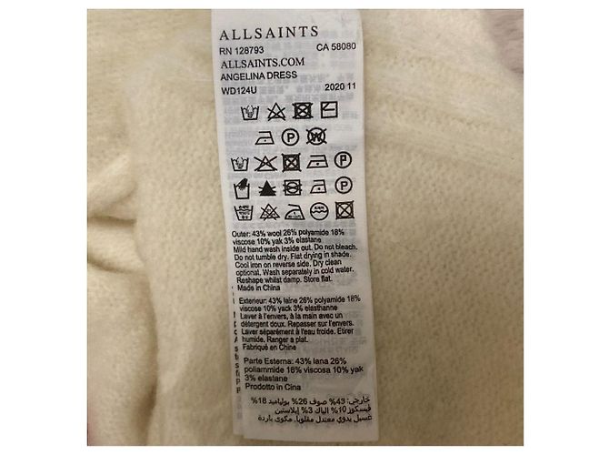 Autre Marque All Saints Kurzstrickpullover aus Wolle Weiß - Ansicht 6