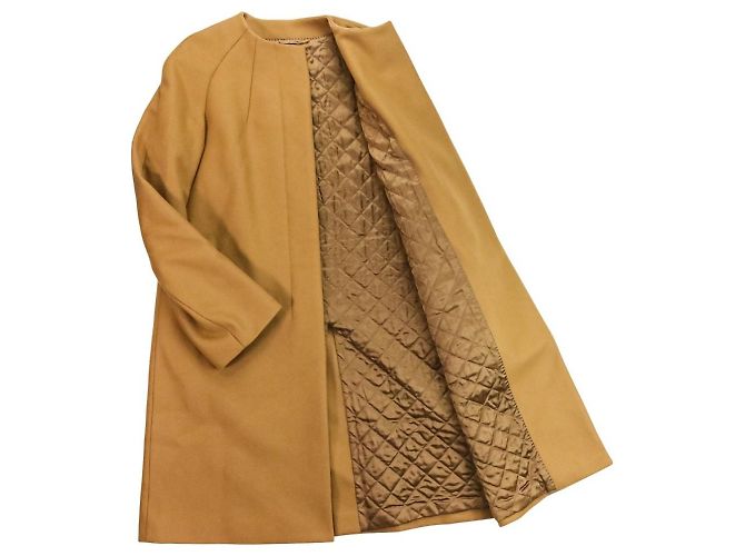Autre Marque Abrigo de lana sin cuello Dries Van Noten Castaño - vista 11