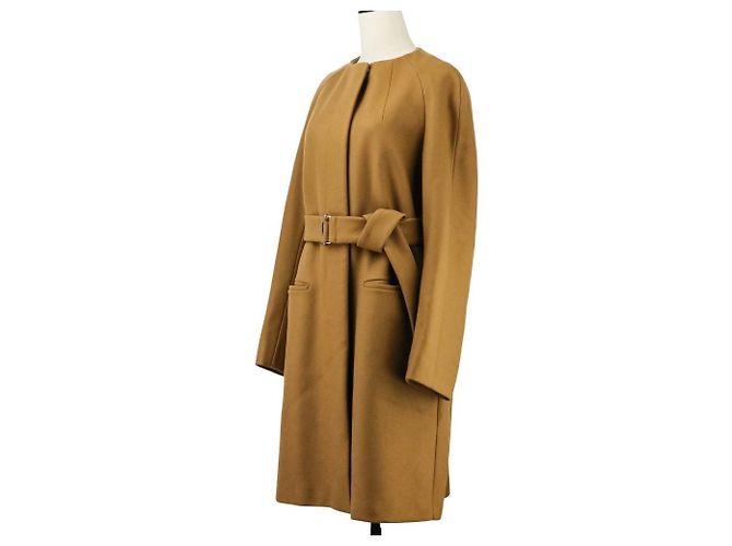 Autre Marque Abrigo de lana sin cuello Dries Van Noten Castaño - vista 2