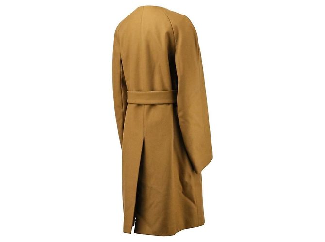 Autre Marque Abrigo de lana sin cuello Dries Van Noten Castaño - vista 5