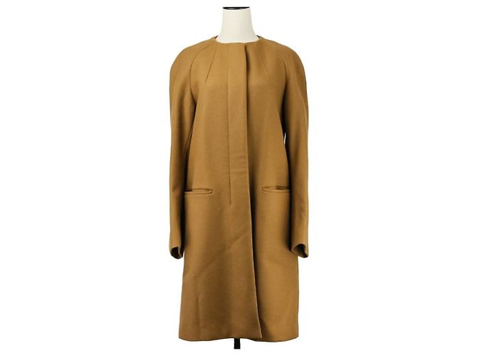 Autre Marque Abrigo de lana sin cuello Dries Van Noten Castaño - vista 6