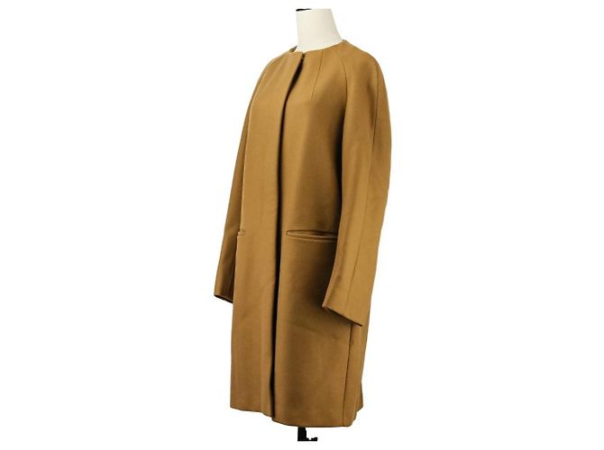 Autre Marque Abrigo de lana sin cuello Dries Van Noten Castaño - vista 7