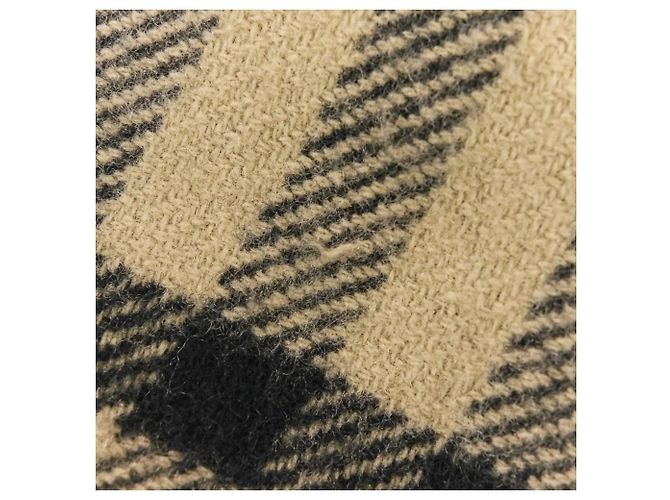 Abrigo capa Burberry en mezcla de cachemira con bordes deshilachados Negro Beige Verde - vista 12