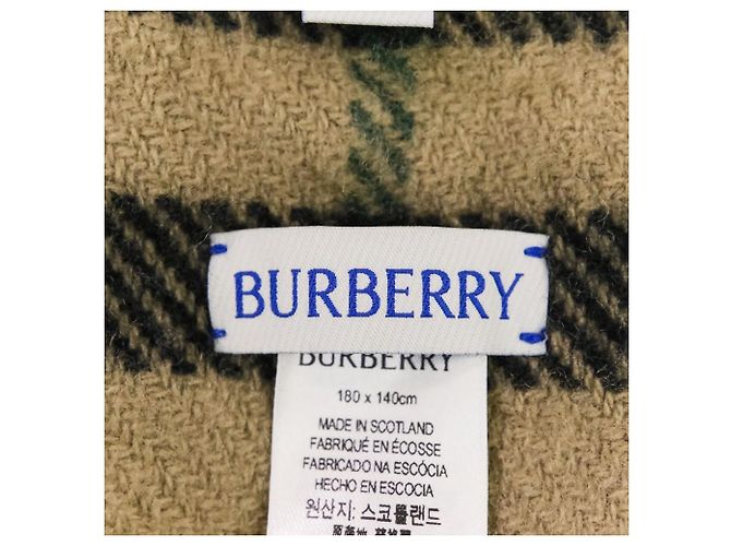 Abrigo capa Burberry en mezcla de cachemira con bordes deshilachados Negro Beige Verde - vista 7