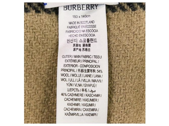 Abrigo capa Burberry en mezcla de cachemira con bordes deshilachados Negro Beige Verde - vista 8