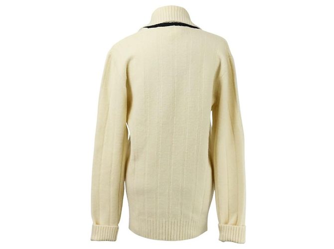 Camisola de malha em lã Hermès Branco Azul marinho - vista 4