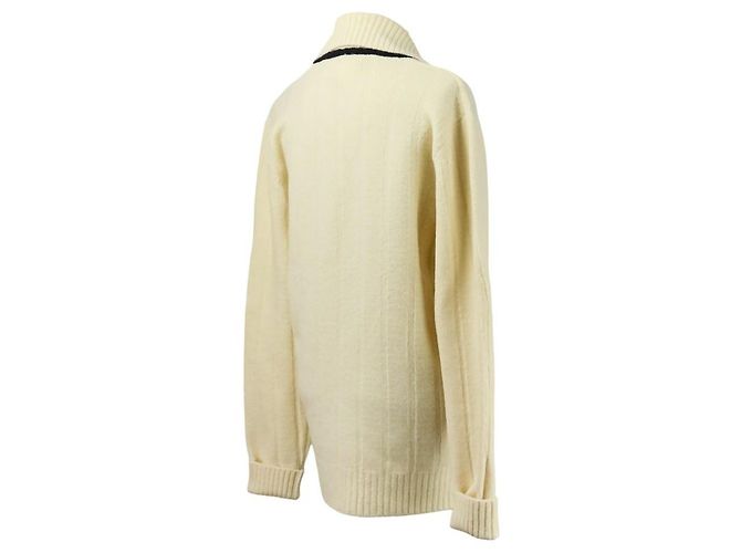 Camisola de malha em lã Hermès Branco Azul marinho - vista 5