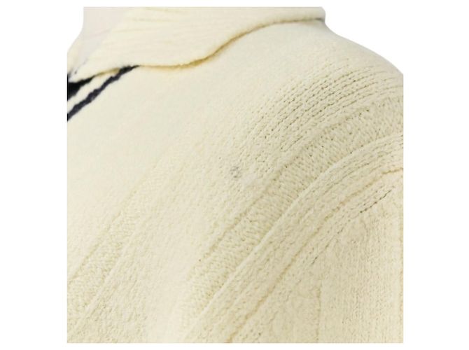 Camisola de malha em lã Hermès Branco Azul marinho - vista 6