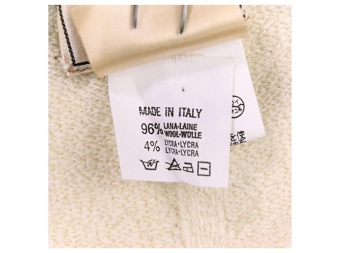 Camisola de malha em lã Hermès Branco Azul marinho - vista 8