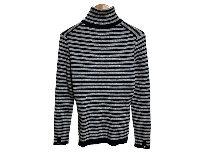 Autre Marque Top de cuello alto de punto Border CARA O CRUZ Castaño Negro - vista 2