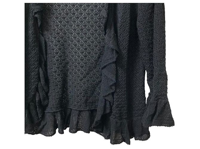 Autre Marque PINK HOUSE Strickjacke mit Rüschen und offener Front Schwarz - Ansicht 3