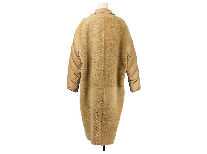 Cappotto in lana e pelle di pecora Moncler NIVEROLLE Beige Cammello - vista 4