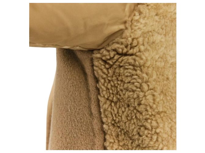 Cappotto in lana e pelle di pecora Moncler NIVEROLLE Beige Cammello - vista 8