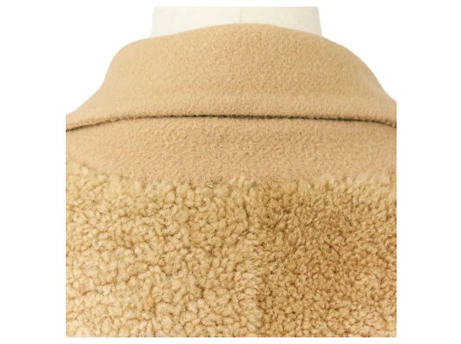 Cappotto in lana e pelle di pecora Moncler NIVEROLLE Beige Cammello - vista 9