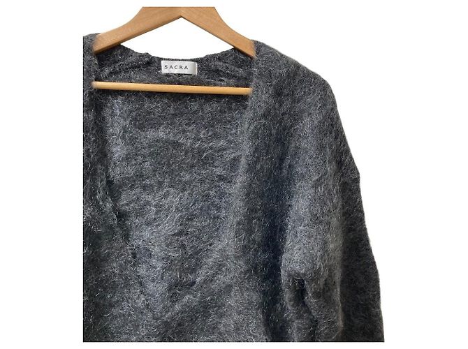 Autre Marque SACRA V-Ausschnitt Pullover aus Alpaka-Mohair-Mischung Braun - Ansicht 2
