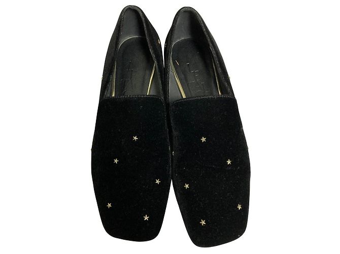 Autre Marque Le Talon Square Star Studs Loafer aus Samt Schwarz - Ansicht 2
