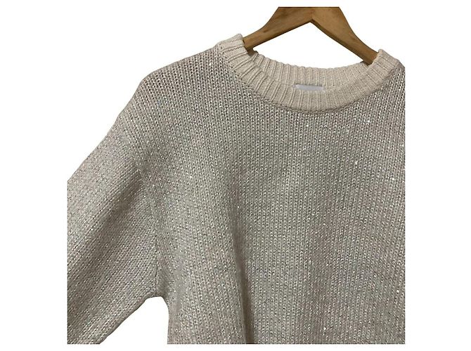 Autre Marque United Arrows green label relaxing Strickpullover mit Pailletten Weiß - Ansicht 3