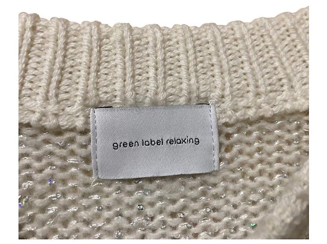 Autre Marque United Arrows green label relaxing Strickpullover mit Pailletten Weiß - Ansicht 4