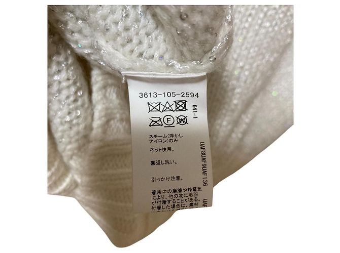 Autre Marque United Arrows green label relaxing Strickpullover mit Pailletten Weiß - Ansicht 6