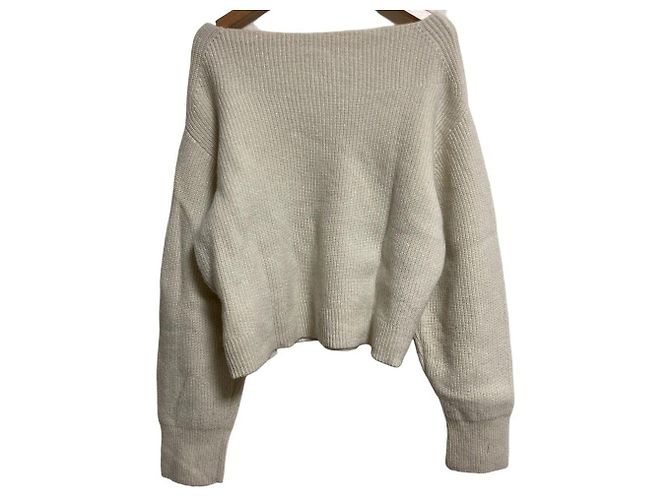 Autre Marque Apuweiser-riche Strickpullover aus Wolle und Kaschmir mit Lurex Weiß Roh - Ansicht 2
