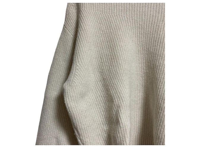 Autre Marque Apuweiser-riche Strickpullover aus Wolle und Kaschmir mit Lurex Weiß Roh - Ansicht 3