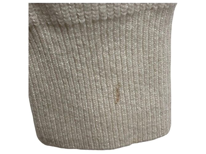 Autre Marque Apuweiser-riche Strickpullover aus Wolle und Kaschmir mit Lurex Weiß Roh - Ansicht 4