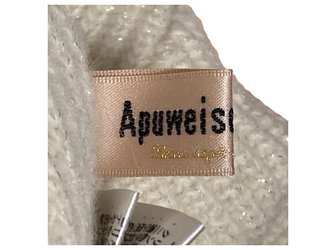 Autre Marque Apuweiser-riche Strickpullover aus Wolle und Kaschmir mit Lurex Weiß Roh - Ansicht 6