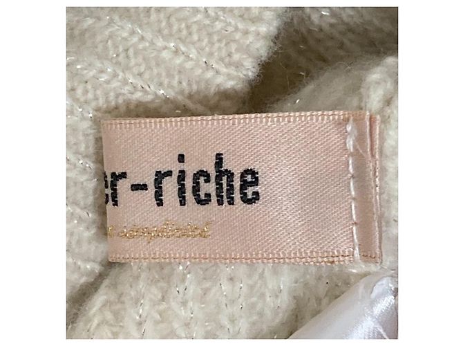 Autre Marque Apuweiser-riche Strickpullover aus Wolle und Kaschmir mit Lurex Weiß Roh - Ansicht 7