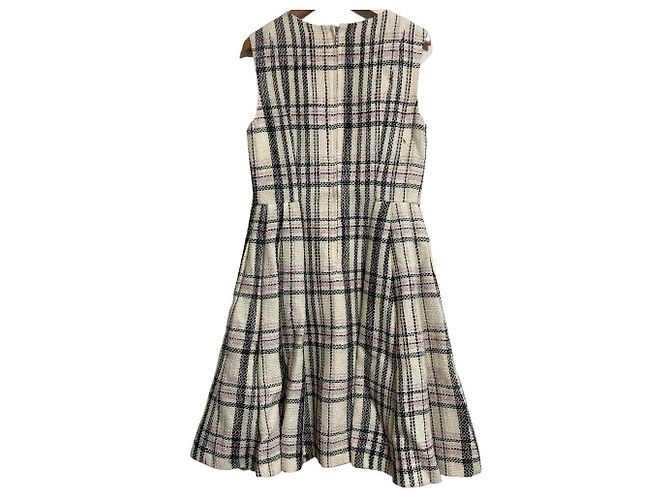 Autre Marque Aveniretoile Tweed-Kleid mit Karomuster Weiß - Ansicht 2