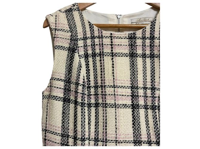Autre Marque Aveniretoile Tweed-Kleid mit Karomuster Weiß - Ansicht 3