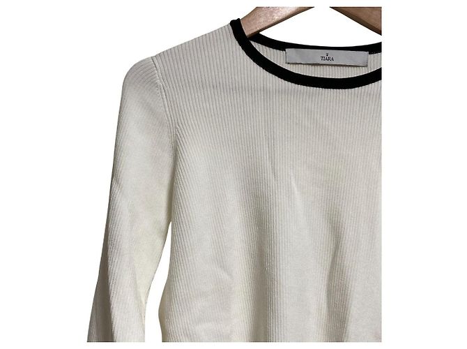 Autre Marque Top de malha canelada Tiara Branco - vista 3