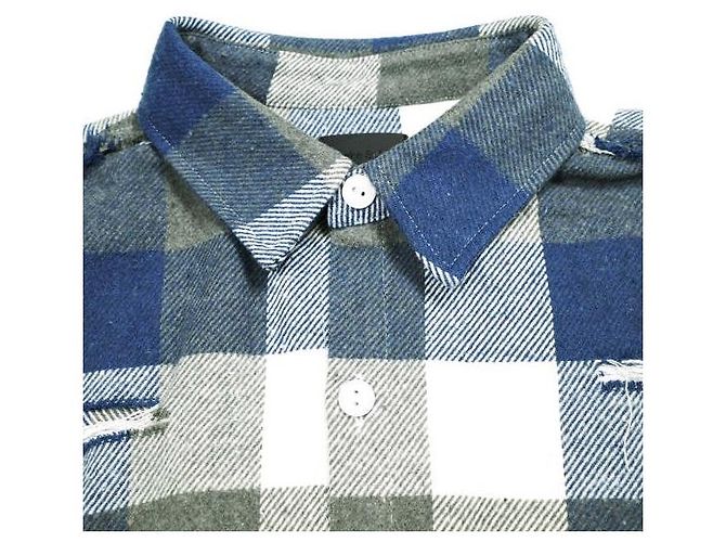 Autre Marque Danke Schon FLANNEL DAMAGE SHIRTS BLOCK Camisa de Poliéster Algodón Rayón Azul - vista 4