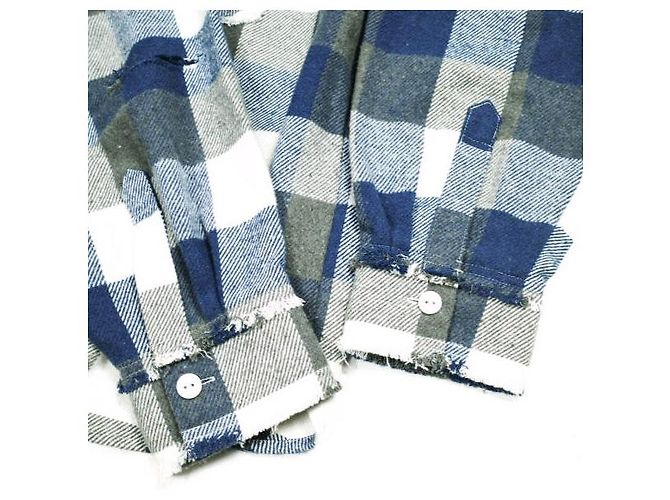 Autre Marque Danke Schon FLANNEL DAMAGE SHIRTS BLOCK Camisa de Poliéster Algodón Rayón Azul - vista 5