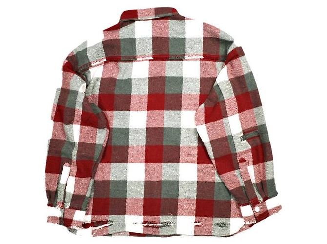 Autre Marque Danke Schon FLANNEL DAMAGE SHIRTS BLOCK Chemise à manches longues mélangée Rouge - vue 2