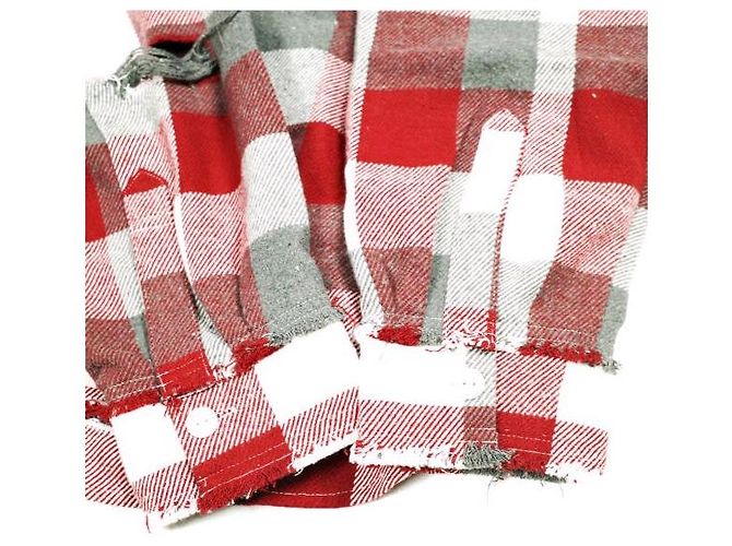 Autre Marque Danke Schon FLANNEL DAMAGE SHIRTS BLOCK Chemise à manches longues mélangée Rouge - vue 5