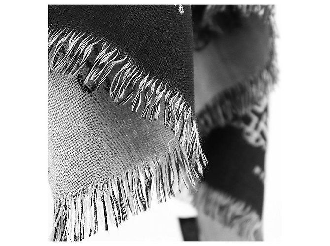 Lenço de seda e cashmere Hermès Collection Equestre Marrom Preto - vista 13