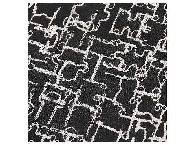 Lenço de seda e cashmere Hermès Collection Equestre Marrom Preto - vista 4